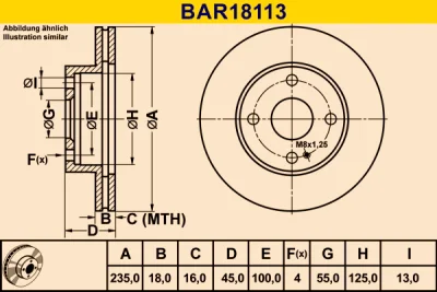 BAR18113 BARUM Тормозной диск