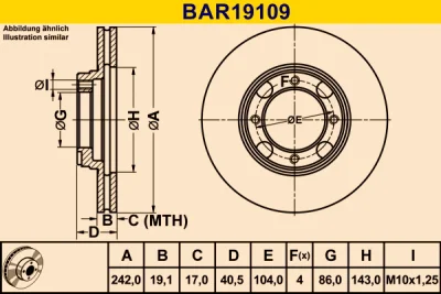 BAR19109 BARUM Тормозной диск