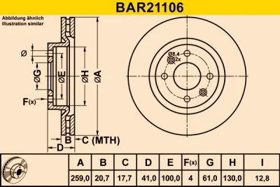 BAR21106 BARUM Тормозной диск
