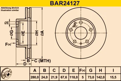 BAR24127 BARUM Тормозной диск