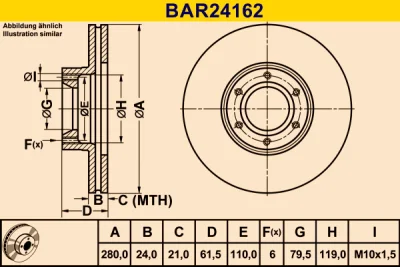 BAR24162 BARUM Тормозной диск