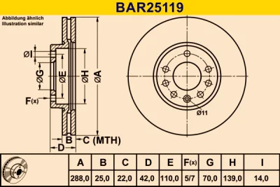 BAR25119 BARUM Тормозной диск