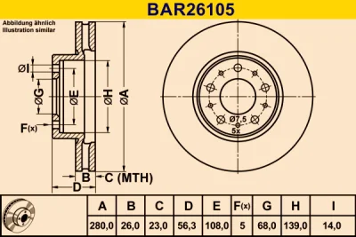 BAR26105 BARUM Тормозной диск