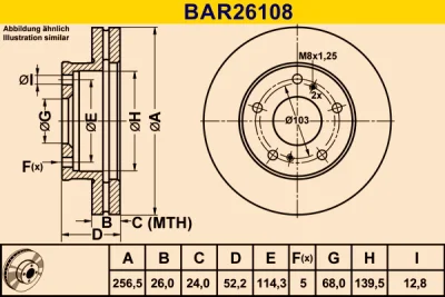 BAR26108 BARUM Тормозной диск