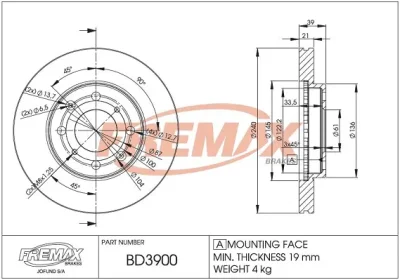 Тормозной диск FREMAX BD-3900