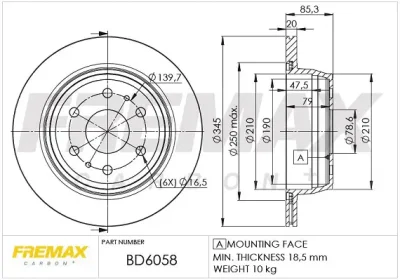 Тормозной диск FREMAX BD-6058