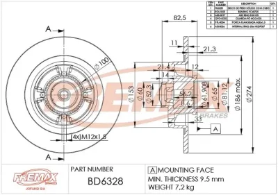 BD-6328-KT FREMAX Тормозной диск