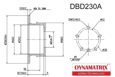 DBD230A DYNAMATRIX Тормозной диск