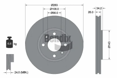 BDS1001 BENDIX Braking Тормозной диск