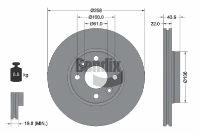 BDS1010 BENDIX Braking Тормозной диск