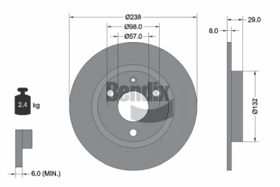 BDS1123 BENDIX Braking Тормозной диск