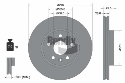 BDS1150 BENDIX Braking Тормозной диск