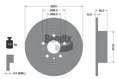 BDS1233 BENDIX Braking Тормозной диск