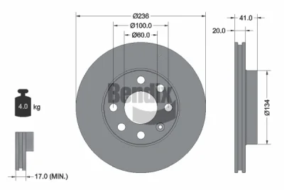 BDS1280 BENDIX Braking Тормозной диск