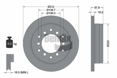 BDS1289 BENDIX Braking Тормозной диск