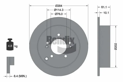 BDS1343 BENDIX Braking Тормозной диск
