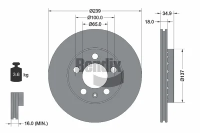 BDS1350 BENDIX Braking Тормозной диск