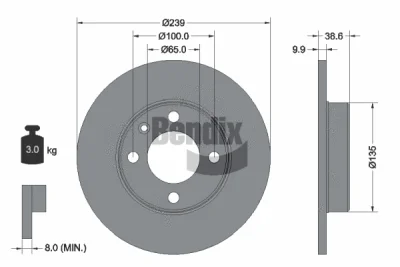BDS1365 BENDIX Braking Тормозной диск