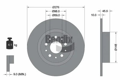 BDS1370 BENDIX Braking Тормозной диск