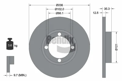 BDS1388 BENDIX Braking Тормозной диск