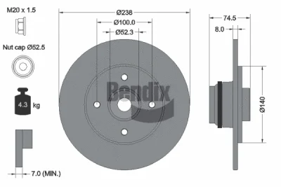 BDS1409 BENDIX Braking Тормозной диск