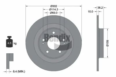 BDS1486 BENDIX Braking Тормозной диск