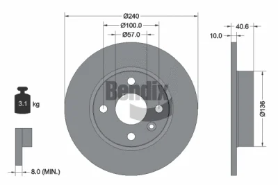BDS1492 BENDIX Braking Тормозной диск