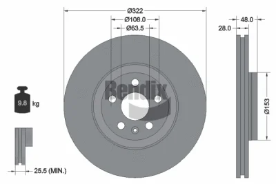 BDS1504HC BENDIX Braking Тормозной диск