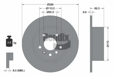 BDS1506 BENDIX Braking Тормозной диск