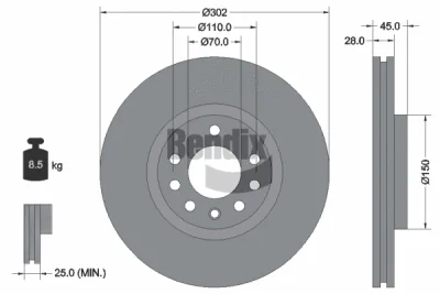 BDS1512 BENDIX Braking Тормозной диск