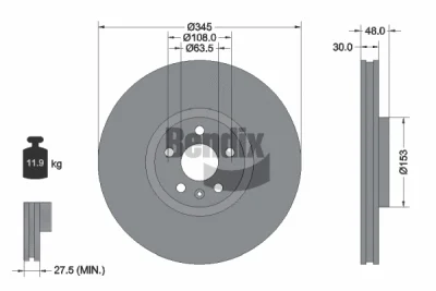 BDS1553HC BENDIX Braking Тормозной диск