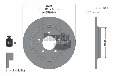 BDS1566 BENDIX Braking Тормозной диск