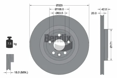 BDS1611HC BENDIX Braking Тормозной диск
