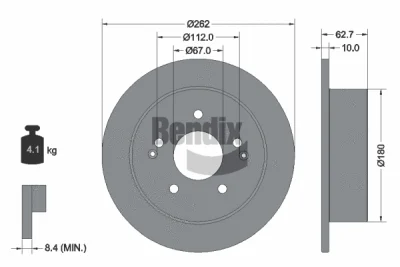 BDS1617 BENDIX Braking Тормозной диск