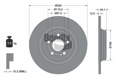 BDS1628 BENDIX Braking Тормозной диск