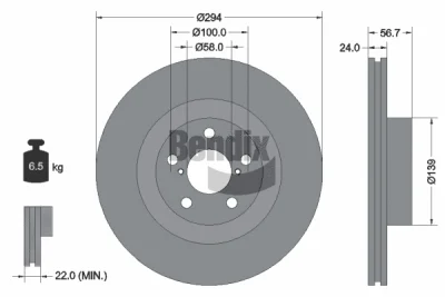BDS1644 BENDIX Braking Тормозной диск