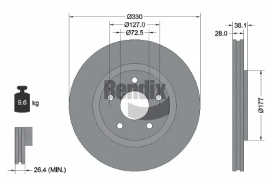 BDS1701 BENDIX Braking Тормозной диск