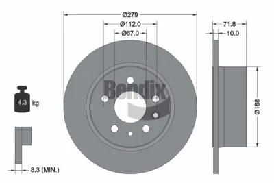 BDS1712 BENDIX Braking Тормозной диск