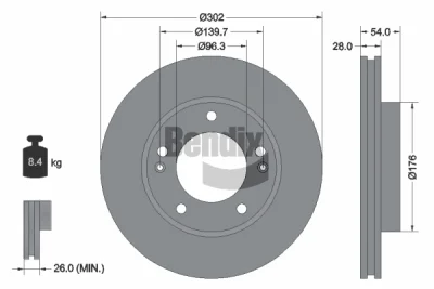 BDS1713 BENDIX Braking Тормозной диск