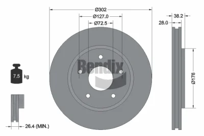 BDS1722 BENDIX Braking Тормозной диск