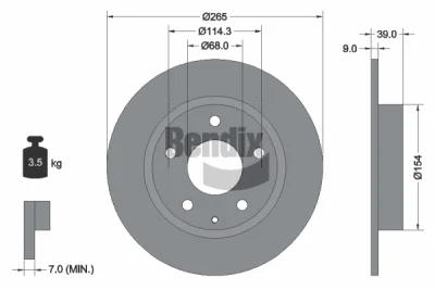 BDS1735 BENDIX Braking Тормозной диск