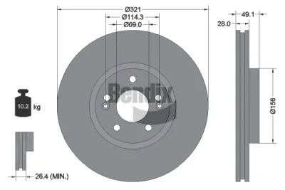 BDS1739 BENDIX Braking Тормозной диск