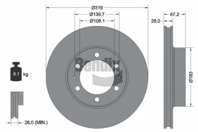 BDS1746 BENDIX Braking Тормозной диск