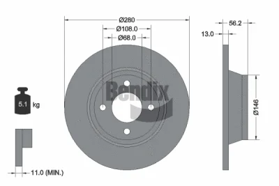 BDS1754 BENDIX Braking Тормозной диск