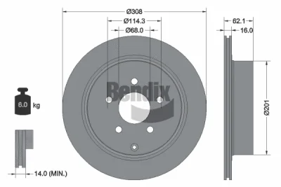 BDS1764 BENDIX Braking Тормозной диск