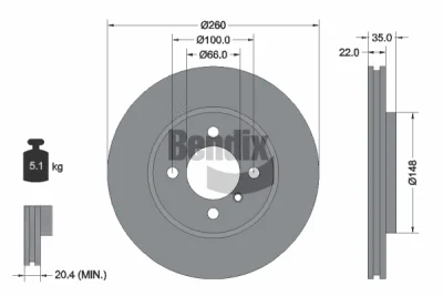 BDS1767 BENDIX Braking Тормозной диск