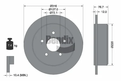 BDS1793 BENDIX Braking Тормозной диск
