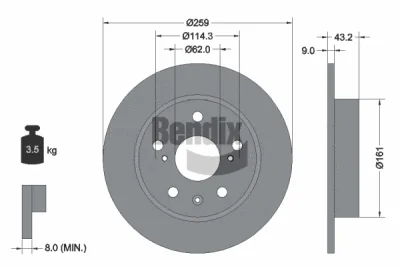BDS1801 BENDIX Braking Тормозной диск