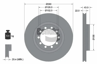 BDS1808 BENDIX Braking Тормозной диск