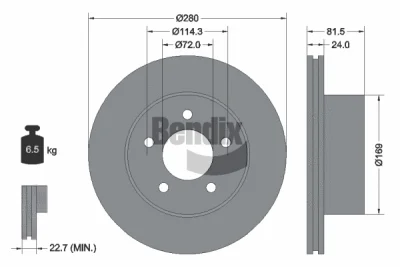 BDS1823 BENDIX Braking Тормозной диск